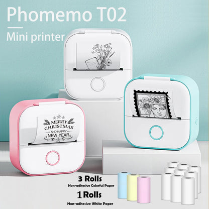 Phomemo T02 Portable Mini Printer Wireless Thermal Label Maker Pocket Labeling Machine for DIY,Photo Print Journal Sticker